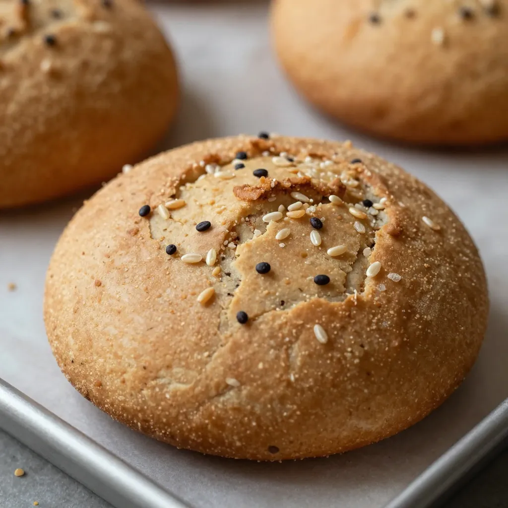Freshly baked bread with visible grain texture